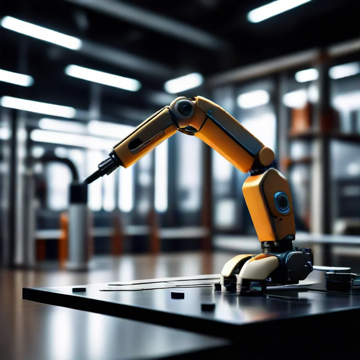 Un bras robotique intelligent travaillant dans une usine moderne