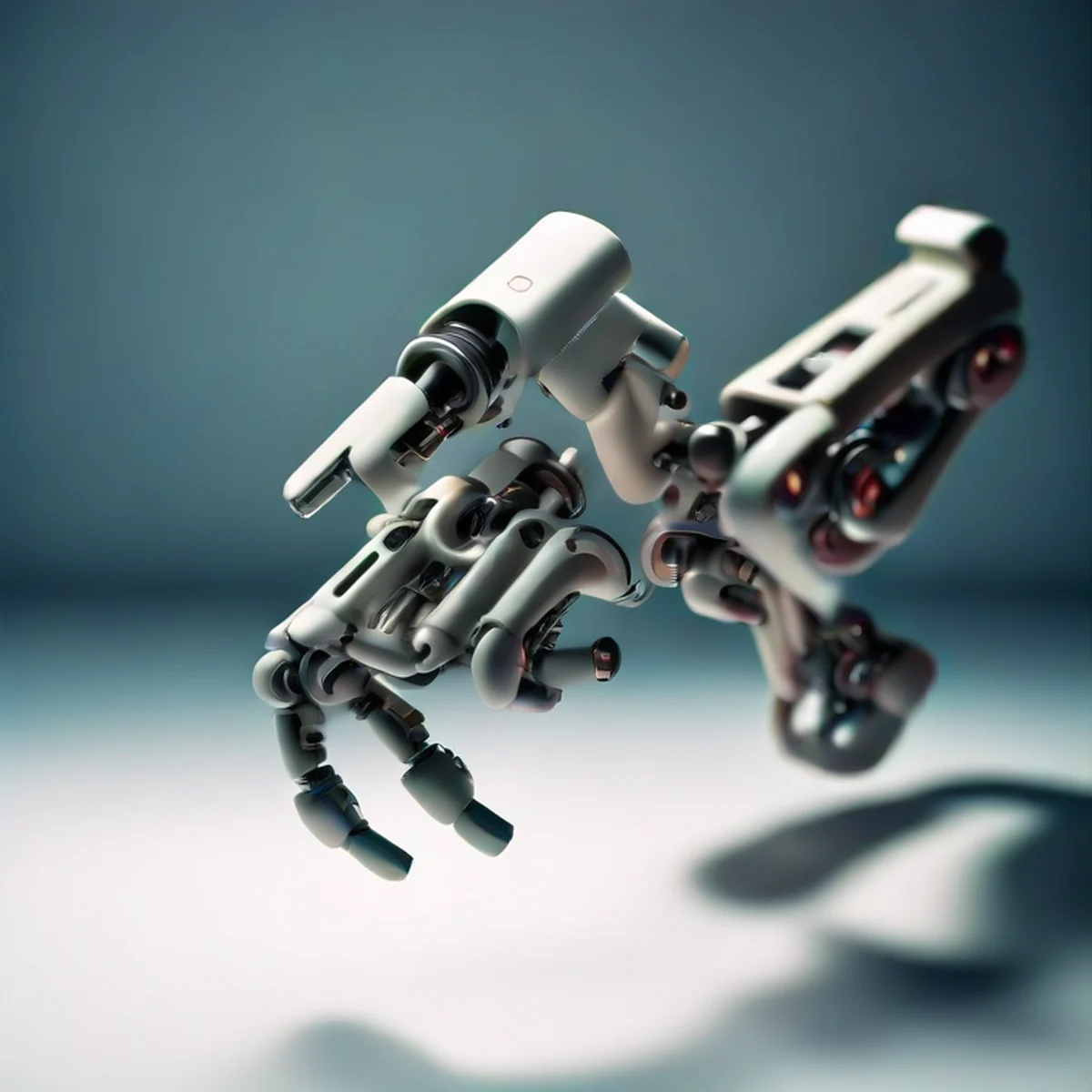detailopname van een robotgewricht dat fysieke interactie uitvoert