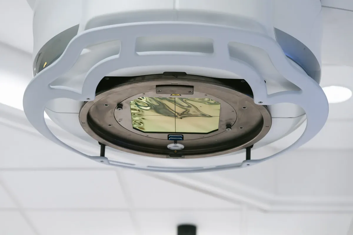 Close-up of sophisticated medical imaging equipment in a laboratory setting.