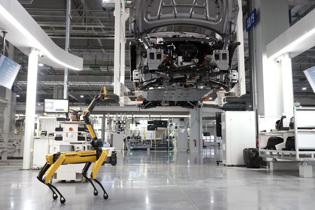 Robots in a factory setting