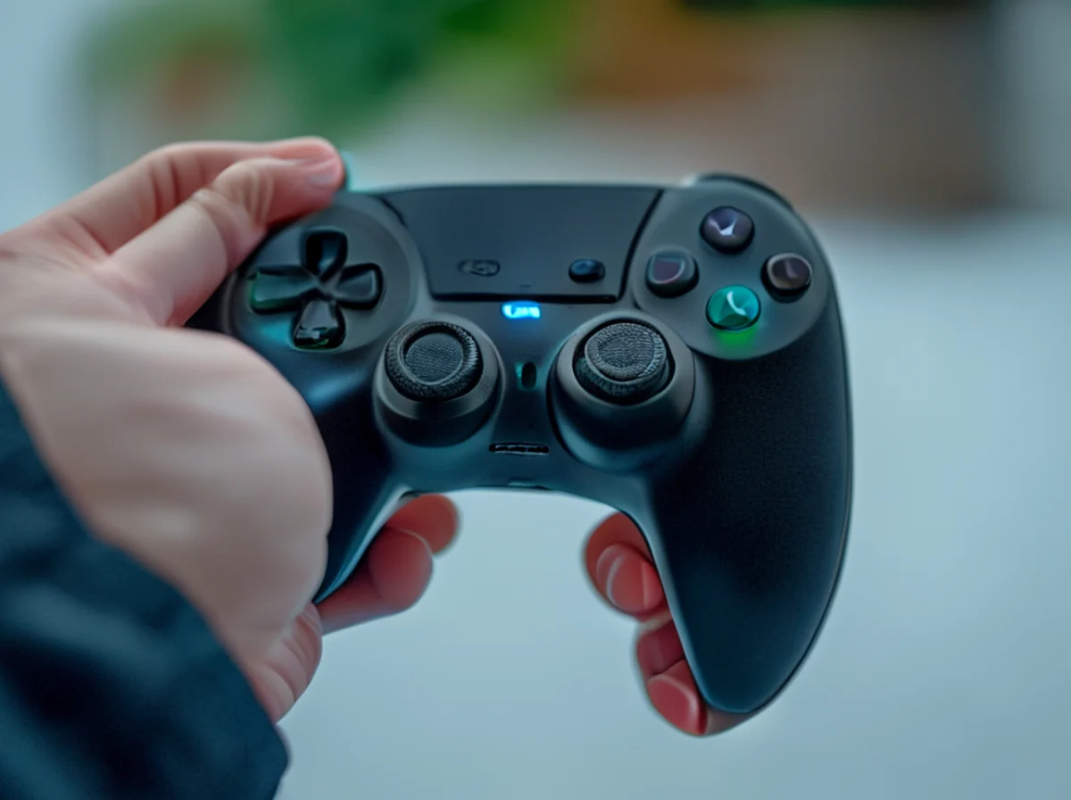 Hand holding game controller
