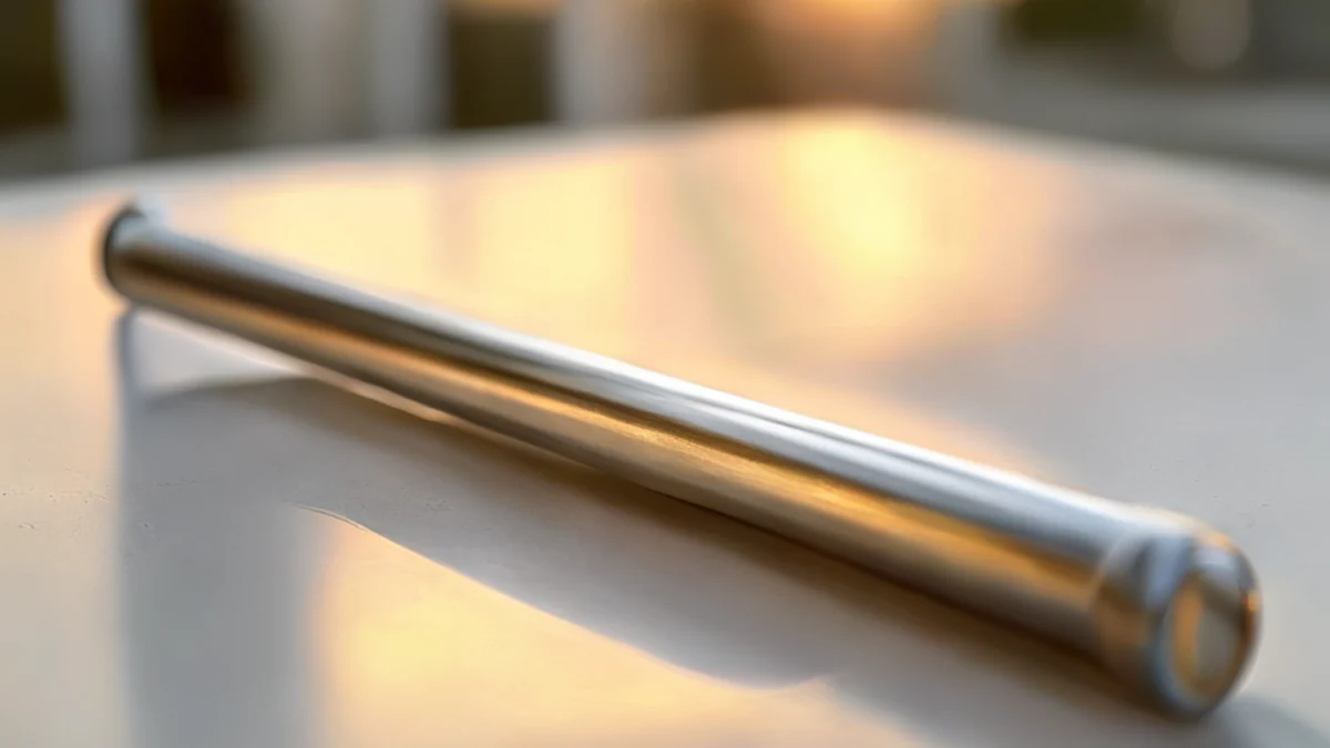 A steel rod with a smooth surface and uniform length.