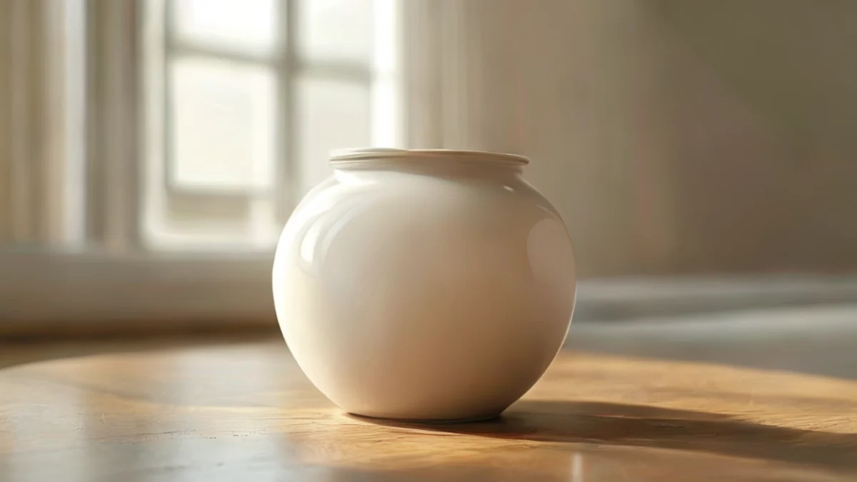 平滑な陶器の瓶、広い口。